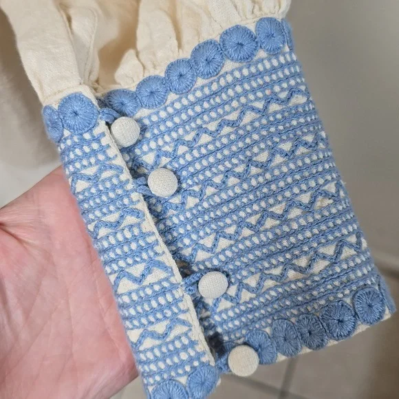 Mi Golondrina Beatriz Azul De Noel Caftan Maxi Dress Size Medium - Picture 11 of 12